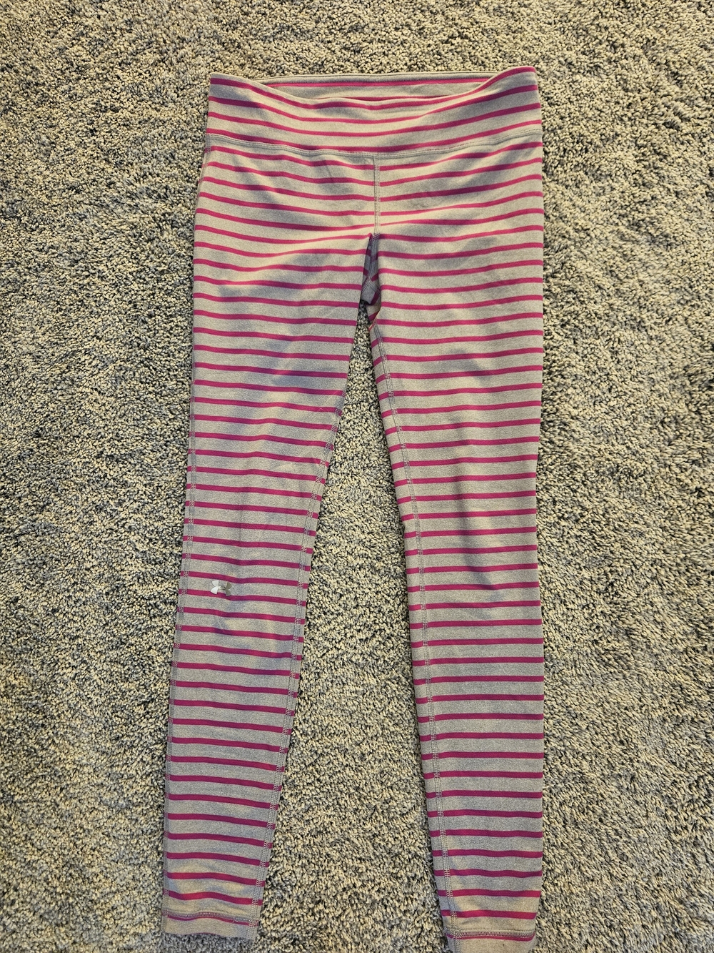 Under Armour Pink and Gray Striped Girls' Leggings